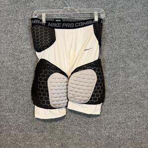 Nike Pro Combat Shorts Mens XL Black‎ White Hyperstrong Football Dri Fit Padded